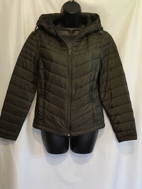 Black Label Olive Hooded Quilted Puffer Jacket
